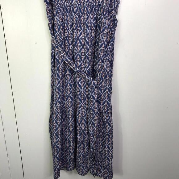 Lucky Brand Dress Womens Large Colorful Tie Waist Flutter Sleeve Midi Tie Waist - Picture 4 of 10